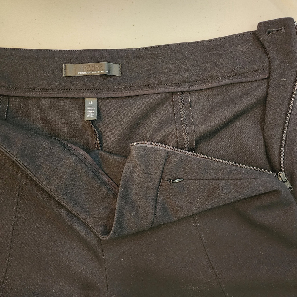 WHBM Perfect Pant Skinny Side Zip Ankle Zip Flat Front Black Size 18 Plus